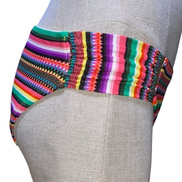 Mossimo Womens Hipster Bikini Bottom S Multicolor Stripe Nylon/Spandex Swimwear - Picture 2 of 8
